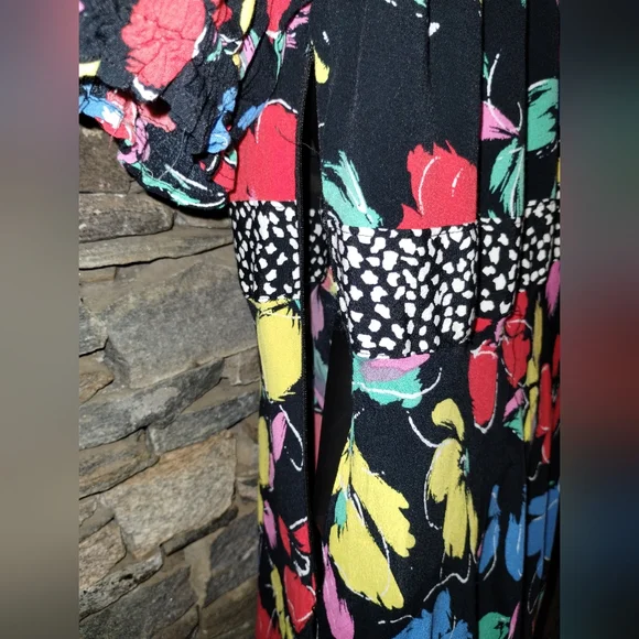 Rixo like new maxi dress, black floral size ten, off the shoulder, - Picture 7 of 11